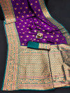 Wine color banarasi silk saree with zari weaving work