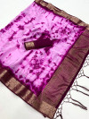 Rani pink color soft chiffon saree with zari weaving work