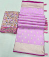 Baby pink color viscose silk saree with zari weaving work
