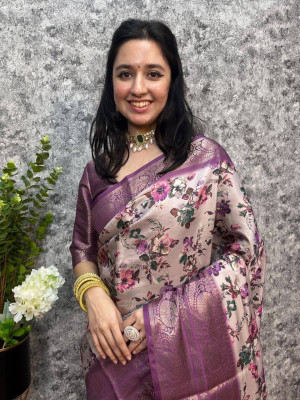 Magenta color soft silk  saree with zari weaving work