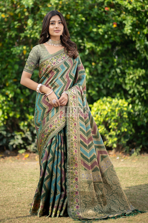 Soft Organza silk saree with zari weaving zari weawing design