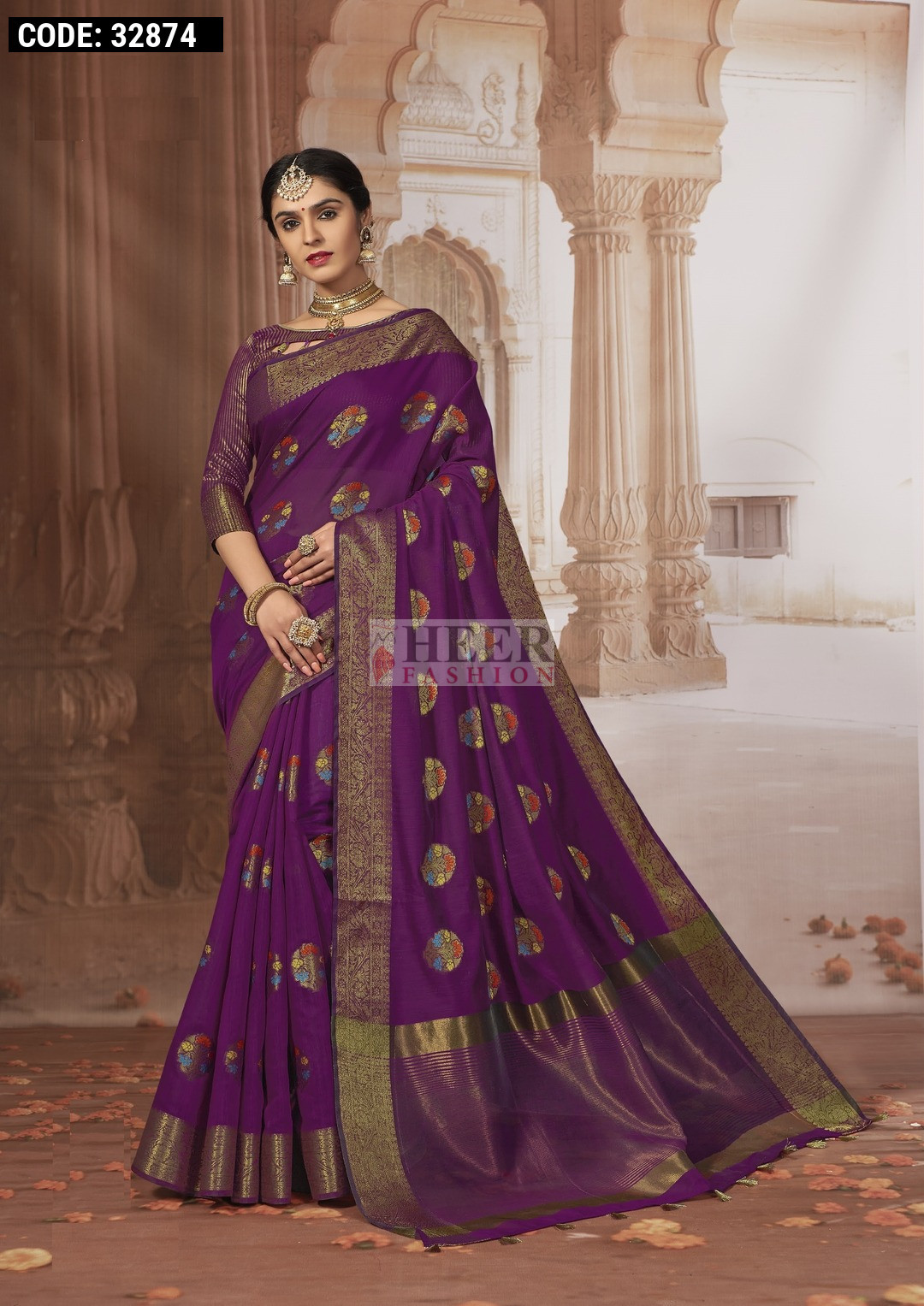 Buy Bagru Block Printed Chanderi Saree - Fleurs (With Blouse Piece) Online