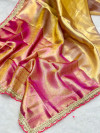 Traditional handloom tissue silk golden saree with zari woven work