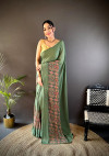Green fancy georgette saree with sequence work