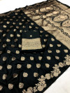 Black banarasi silk saree with zari weaving work