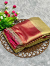 Traditional handloom tissue silk golden saree with zari woven work