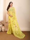 Yellow foil printed fancy soft georgette saree
