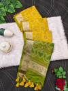 Yellow traditional raw silk saree with ikkat weaving work