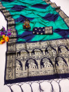 Firoji shibori printed soft silk saree with zari weaving rich pallu