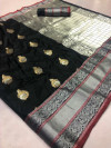 Black color Kanjivaram Soft Silk Zari work saree