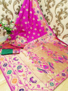 Pink color Paithani silk weaving work saree