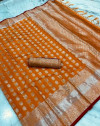 Orange color Banarasi Silk Weaving Work saree
