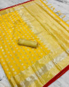 Yellow color Banarasi Silk Weaving Work saree