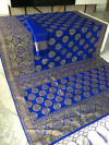 Royal blue color soft cotton silk woven work saree