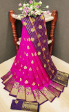 Pink color soft lichi silk Weaving Jequard work saree