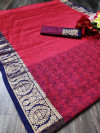 Red color Pure kota muslin silk woven design saree