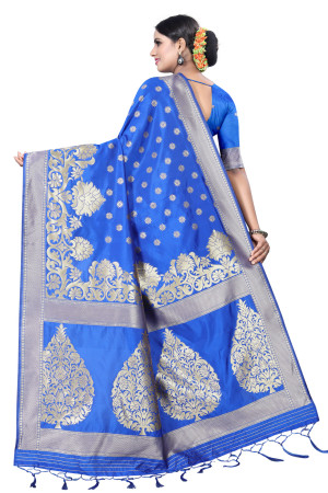 Royal blue color Soft Cotton Silk zari woven work saree