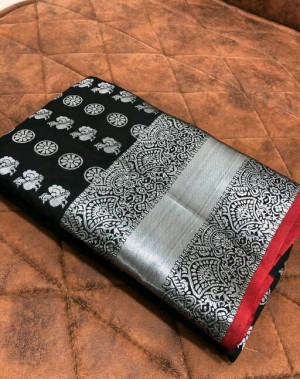 Black color Banarasi Silk Weaving Work saree