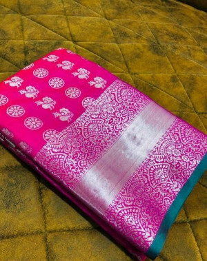 Pink color Banarasi Silk Weaving Work saree