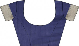 Navy blue color soft cotton silk woven work saree