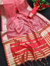 Red color banglori silk weaving saree with zari border