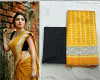 Yellow color soft silk printed saree