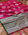 pink color lichi silk weaving saree