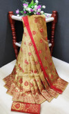 Chiku color soft lichi silk Weaving Jacquard work saree