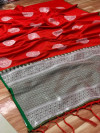 red color lichi silk weaving saree