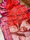Red lichi soft silk saree with zari weaving work