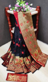 Black color soft lichi silk Weaving Jacquard work saree