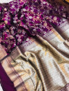 Magenta color kanchipuram silk handloom saree with zari work