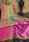 Cream color raw silk saree with embroidered cut work