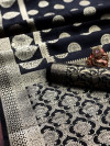 Black color soft banarasi silk saree with zari weaving rich pallu