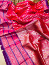Pink lichi soft silk saree with zari weaving work