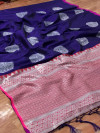 Purple color lichi silk weaving saree