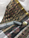 Black color banglori raw silk saree with zari weaving border