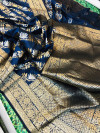 Navy blue color kanchipuram pure silk handloom saree