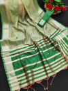 Green color banglori silk weaving saree with zari border