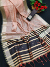 Peach color banglori silk weaving saree with zari border