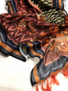 maroon color linen silk digital printed saree