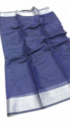 Blue color soft linen silk saree