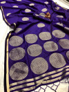Purple color lichi silk saree with golden zari work