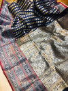 Navy blue lichi soft silk saree with zari weaving work