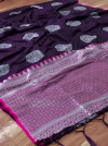 magenta color lichi silk weaving saree
