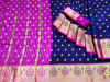 Navy blue color soft banarasi silk jacquard weaving saree