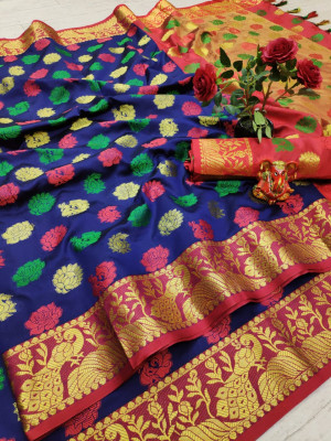 Cotton silk saree with jacquard weaving butta