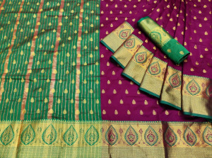 Magenta color soft banarasi silk jacquard weaving saree