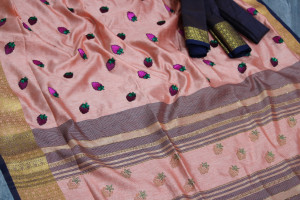 Cotton silk saree with embroidered work