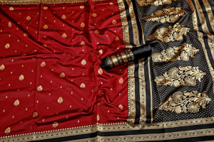 Red color soft banarasi silk saree